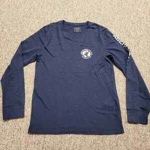 Abercrombie & Fitch Shirt Mens XS Blue Pullover Cities Spellout Tee Logo Graphic